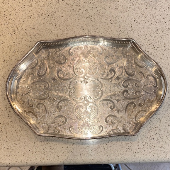 Other - Elegant Silver Plated over Copper Decorative Tray